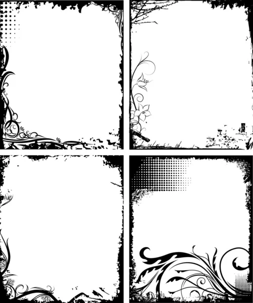 Набір з чотирьох кадрів у стилі гранж — стоковий вектор