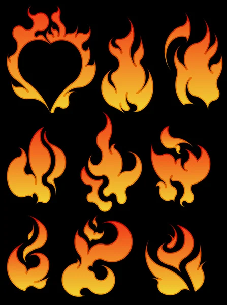 Set of fires. — Stock Vector