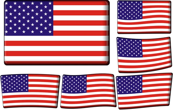 Americká vlajka nastavena — Stockový vektor