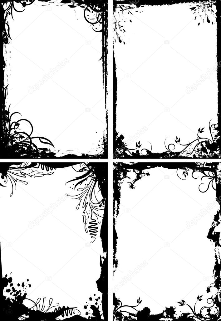 Set of four frames in grunge style