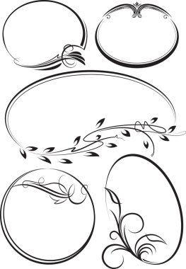 Beautiful collection of oval frames. Vector clipart