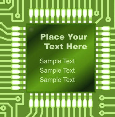 Abstract hi-tech background, circuit board with chip clipart