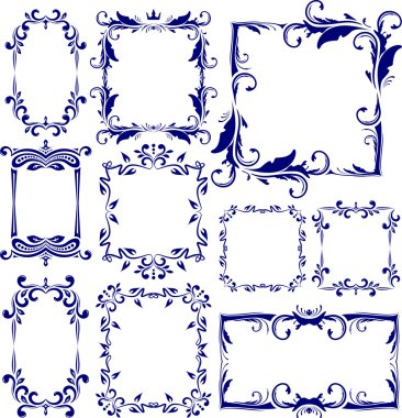 Set of 10 decorative frames clipart