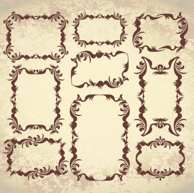 Set of 9 decorative frames clipart