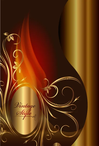 Décor abstrait en or avec flamme — Image vectorielle