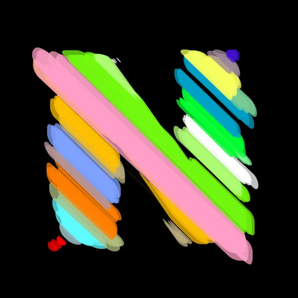 Abstraktní barevné abeceda. velké písmeno n. — Stockový vektor