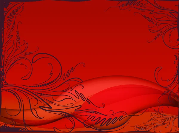 Fundo vermelho decorativo com onda — Vetor de Stock