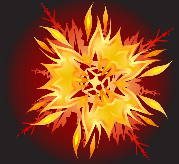 Flocon de neige sur fond de feu — Image vectorielle