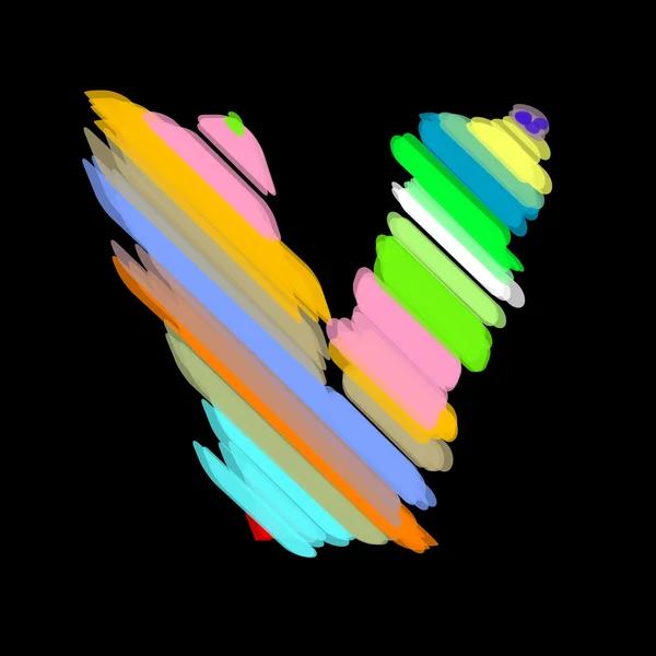 Abstraktní barevné abeceda. písmeno v. — Stockový vektor