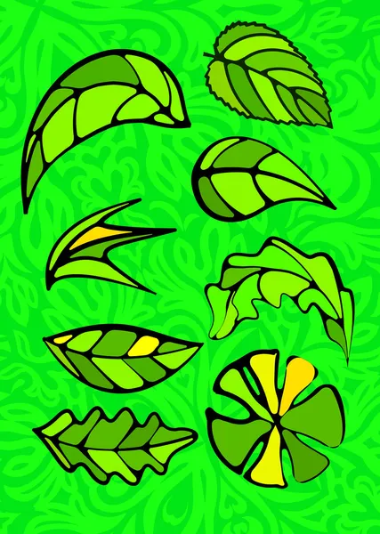 stock vector Set of leaves. Stained glass style.