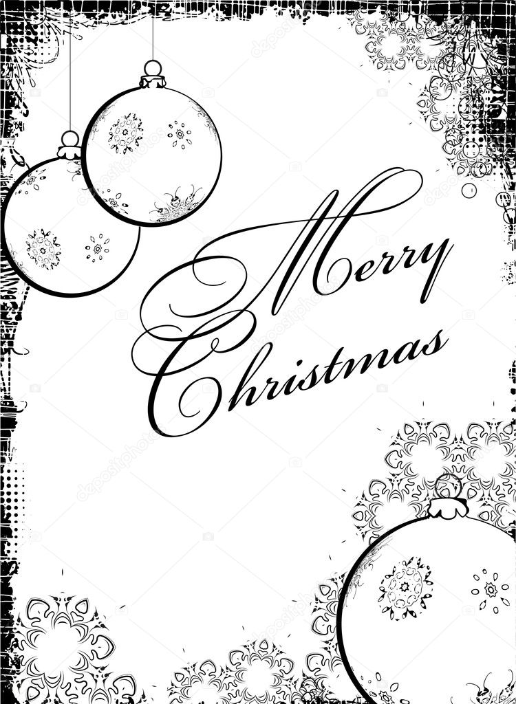 Black-white Christmass design for facsimile