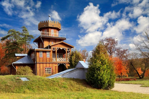 Деревянный дом в деревне — стоковое фото