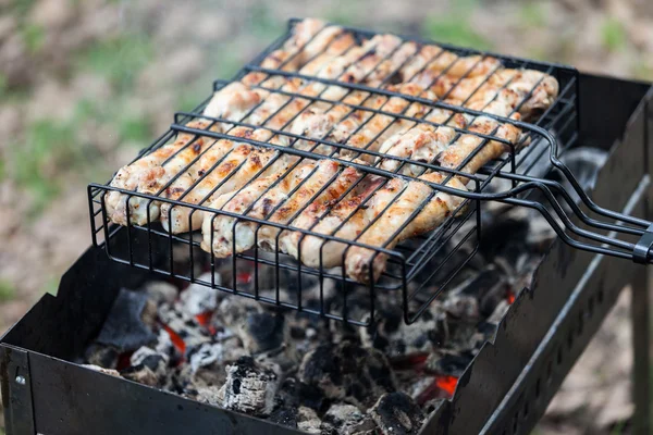 stock image Meat kebab food grilled on barbecue