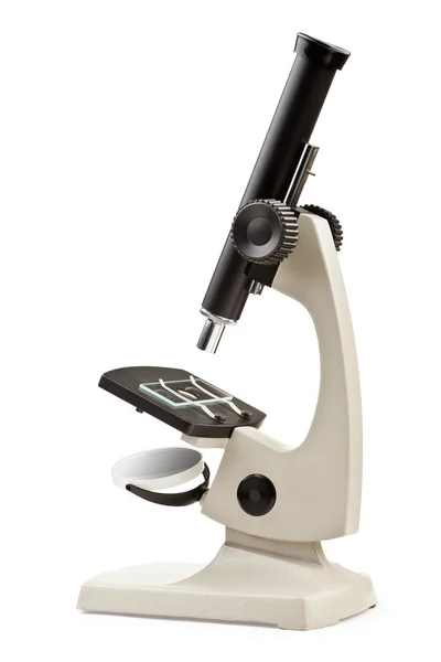 Microscópio branco isolado — Fotografia de Stock