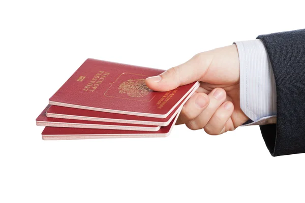 Διαβατήριο αναγνωριστικό εγγράφου στο χέρι — Φωτογραφία Αρχείου