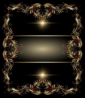 Background with stars and golden ornament clipart