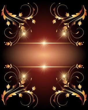 Glowing stars and golden ornament clipart