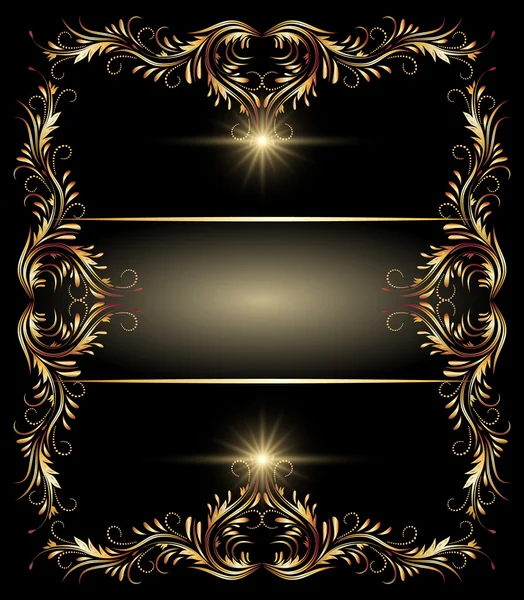 Arrière-plan avec étoiles et ornement doré — Image vectorielle