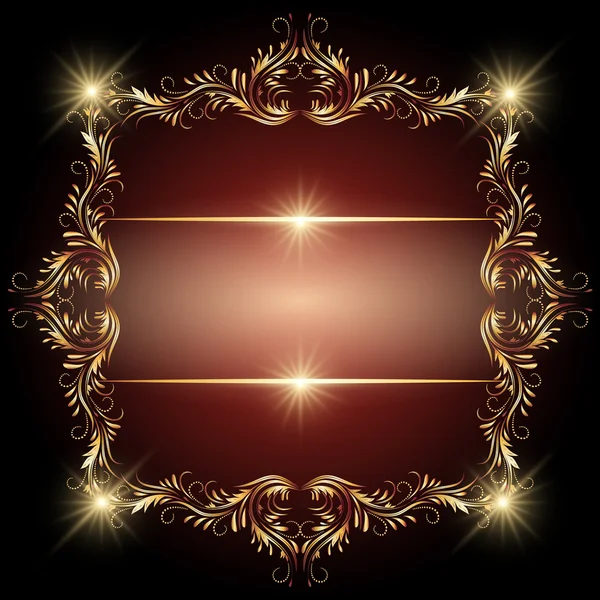 Arrière-plan avec étoiles et ornement doré — Image vectorielle