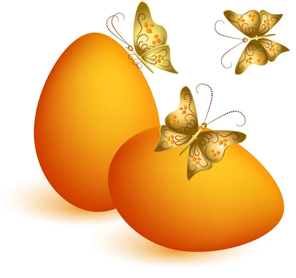 复活节彩蛋与蝴蝶 — 图库矢量图片
