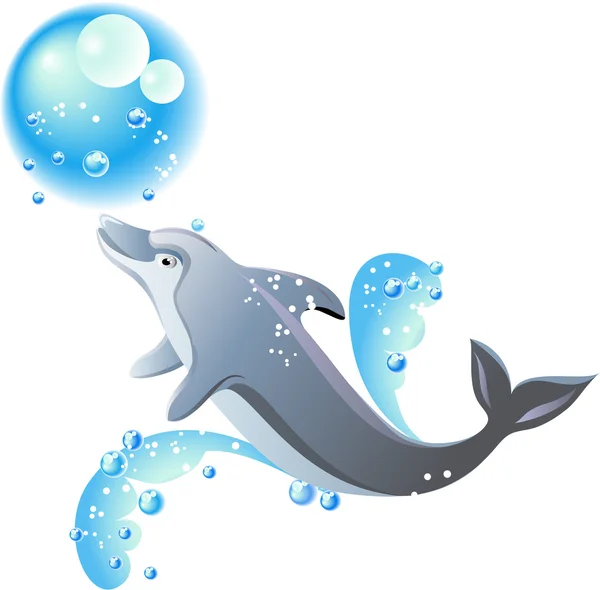 Fale delfinów i niebieski — Wektor stockowy