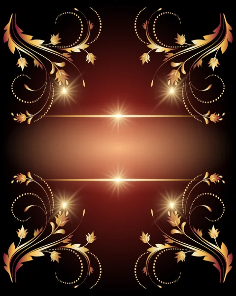 Glowing stars and golden ornament — Stock Vector