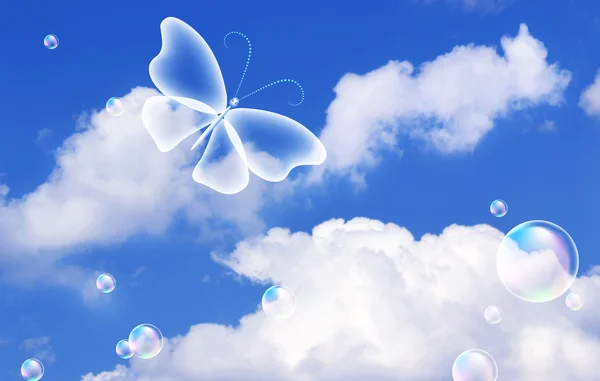 Wolken und Schmetterling — Stockfoto
