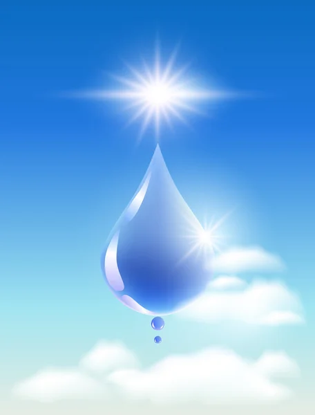 Drop of water in the clouds — Stock Vector