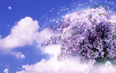 Lilac in the clouds clipart