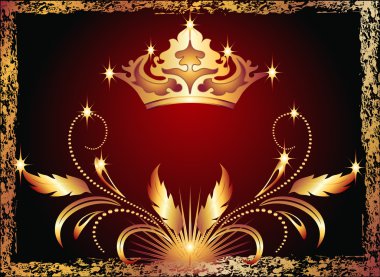 Luxurious copper ornament and crown clipart