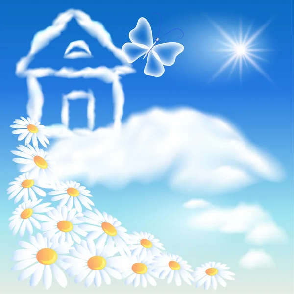 stock vector Cloud house in the sky