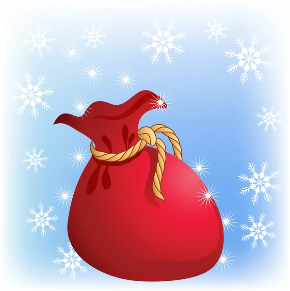 Noel çanta ve kar taneleri — Stok Vektör