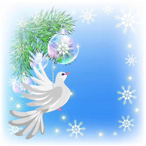 Cartão de Natal com pombo — Vetor de Stock