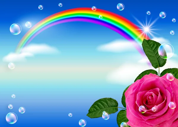 Rose en regenboog — Stockfoto