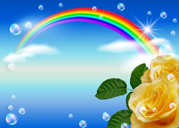 Rose und Regenbogen — Stockfoto
