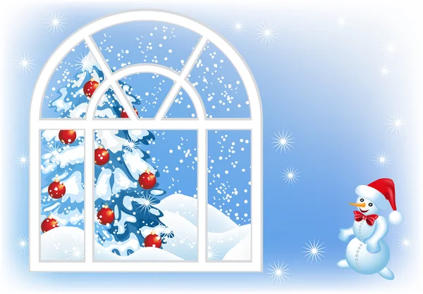 Рождественское окно — стоковый вектор