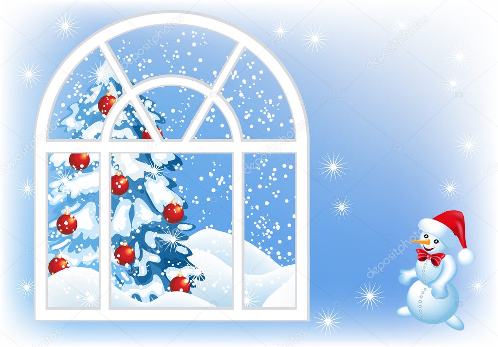 Christmas window Stock Vector Image by ©Marisha #8488507