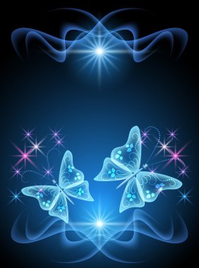 Transparent butterfly and stars clipart