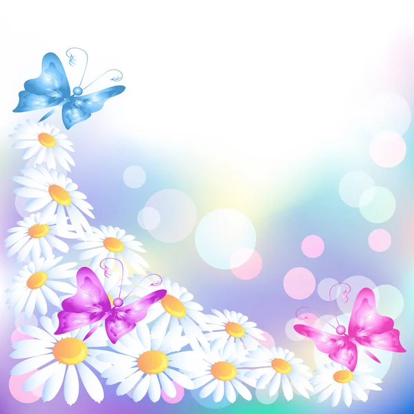 Fleurs et papillons — Image vectorielle