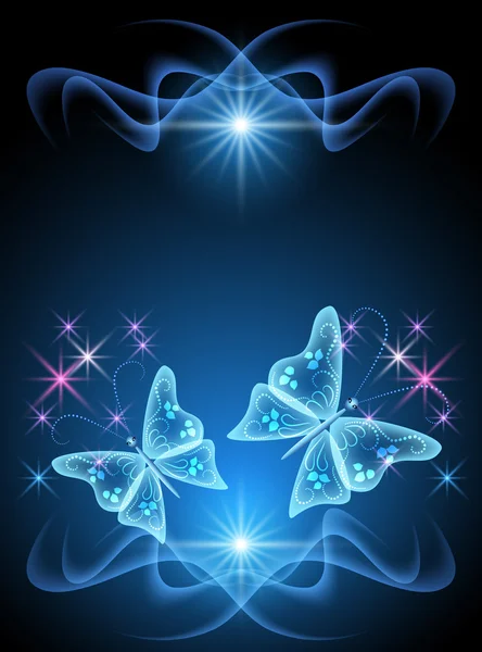 透明蝶と星 — ストックベクタ