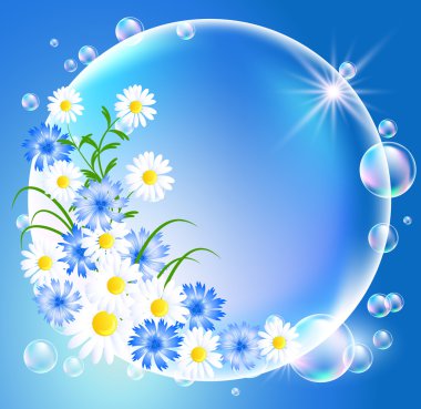 Bubbles with flowers clipart