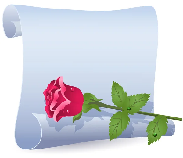 stock vector Rolled parchment and rose