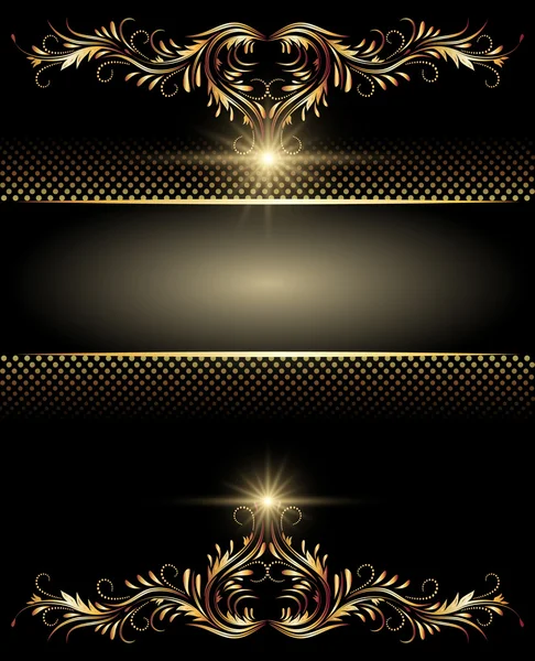 Tło z gwiazd i złoty ornament — Wektor stockowy