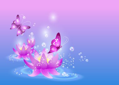 Lilies and butterfly clipart