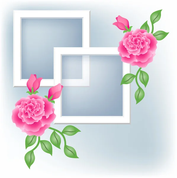 Κορνίζα και τριαντάφυλλα — Διανυσματικό Αρχείο