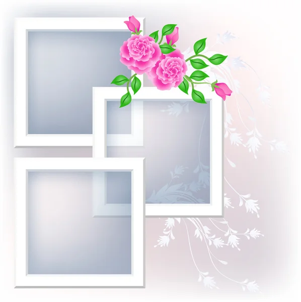 Cadre photo et roses — Image vectorielle