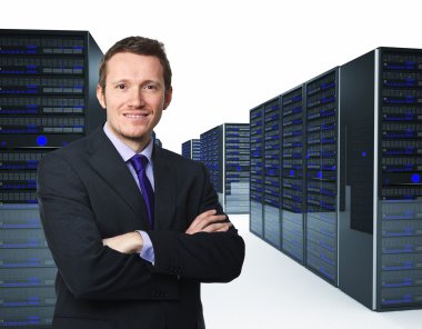 Man and server clipart