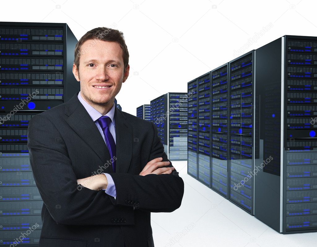 Man and server