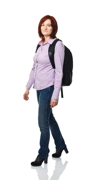 背包的女人 — 图库照片