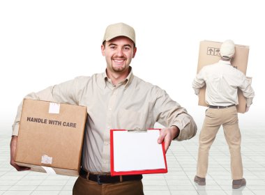 Delivery man at work clipart